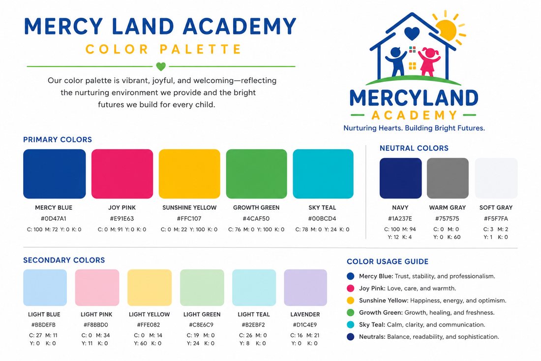 Mercy Land Academy colour palette