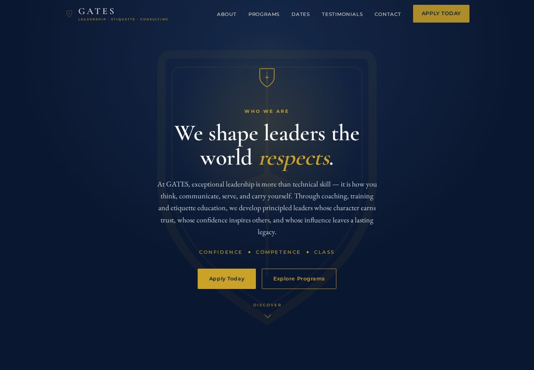 GATES Leadership and Etiquette Consulting website