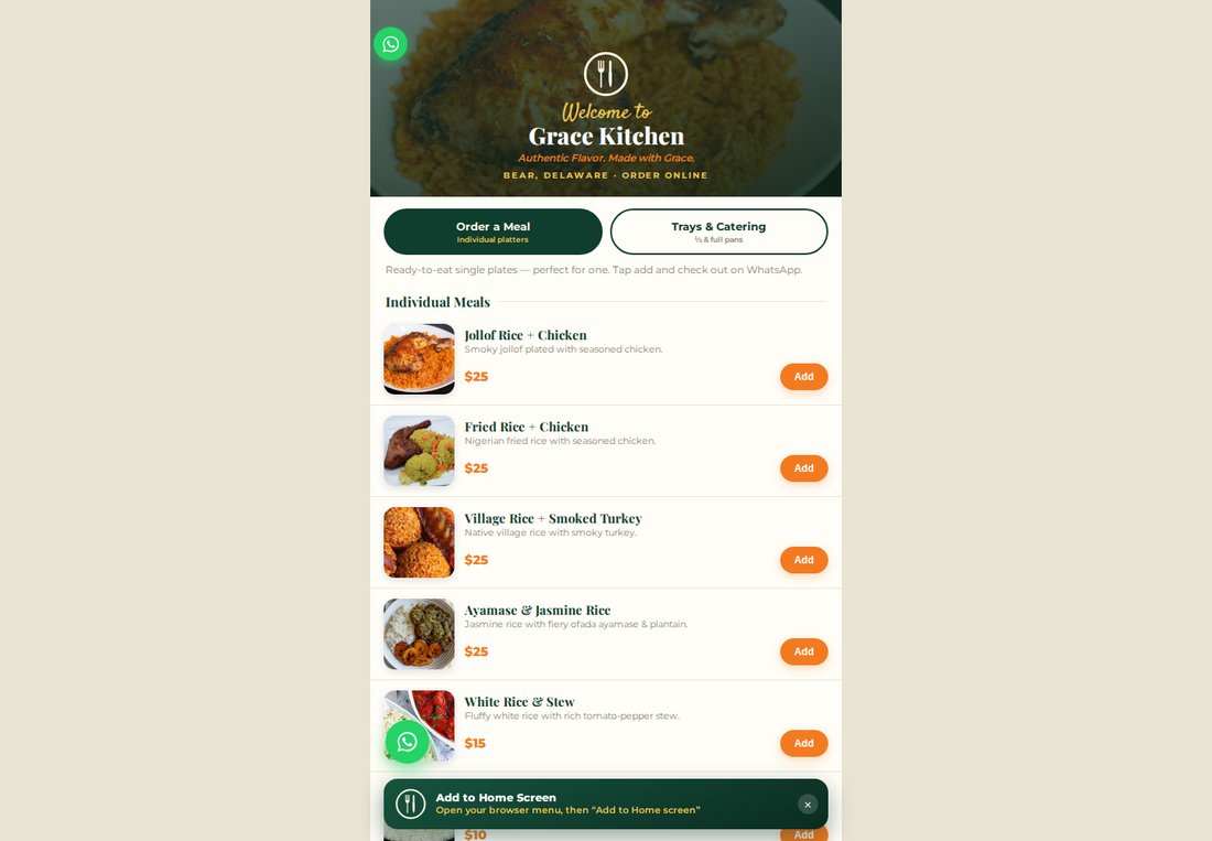 Grace Kitchen website
