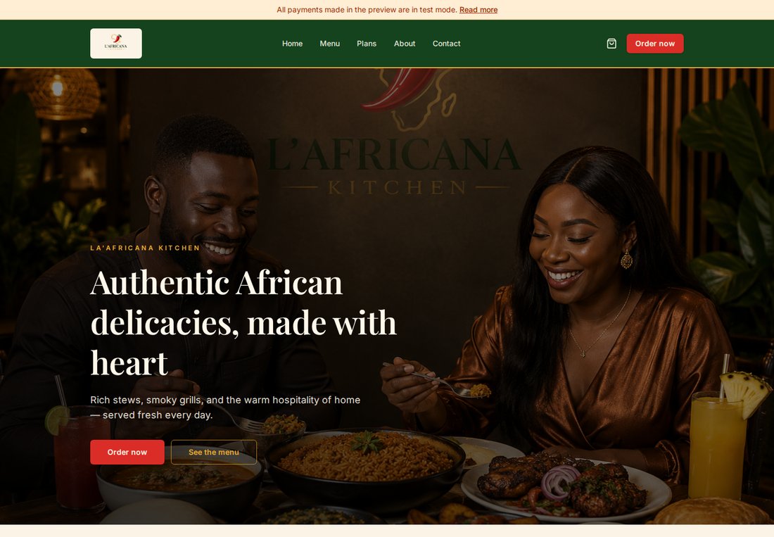 L'Africana Kitchen website