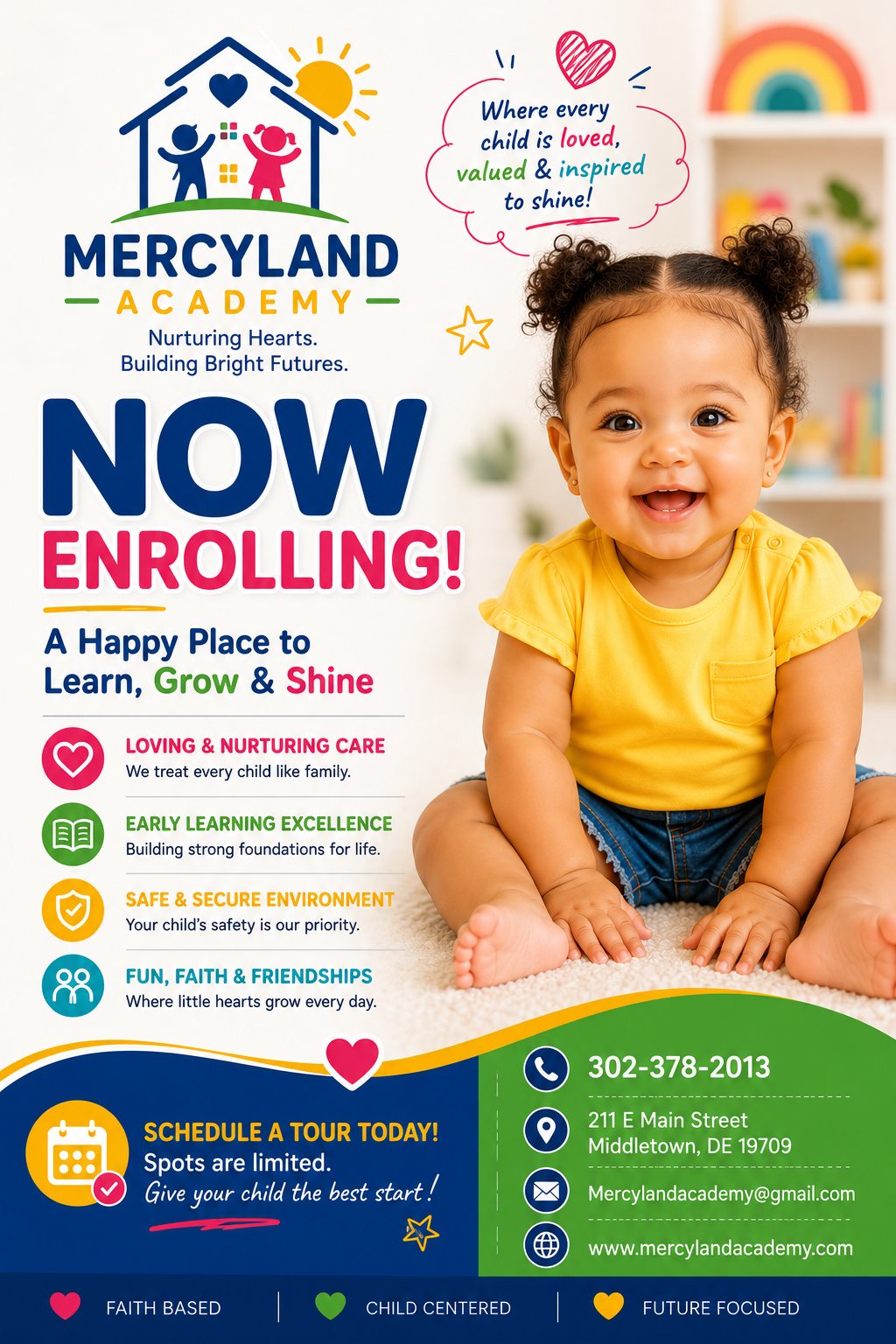 Mercyland Academy enrollment flyer