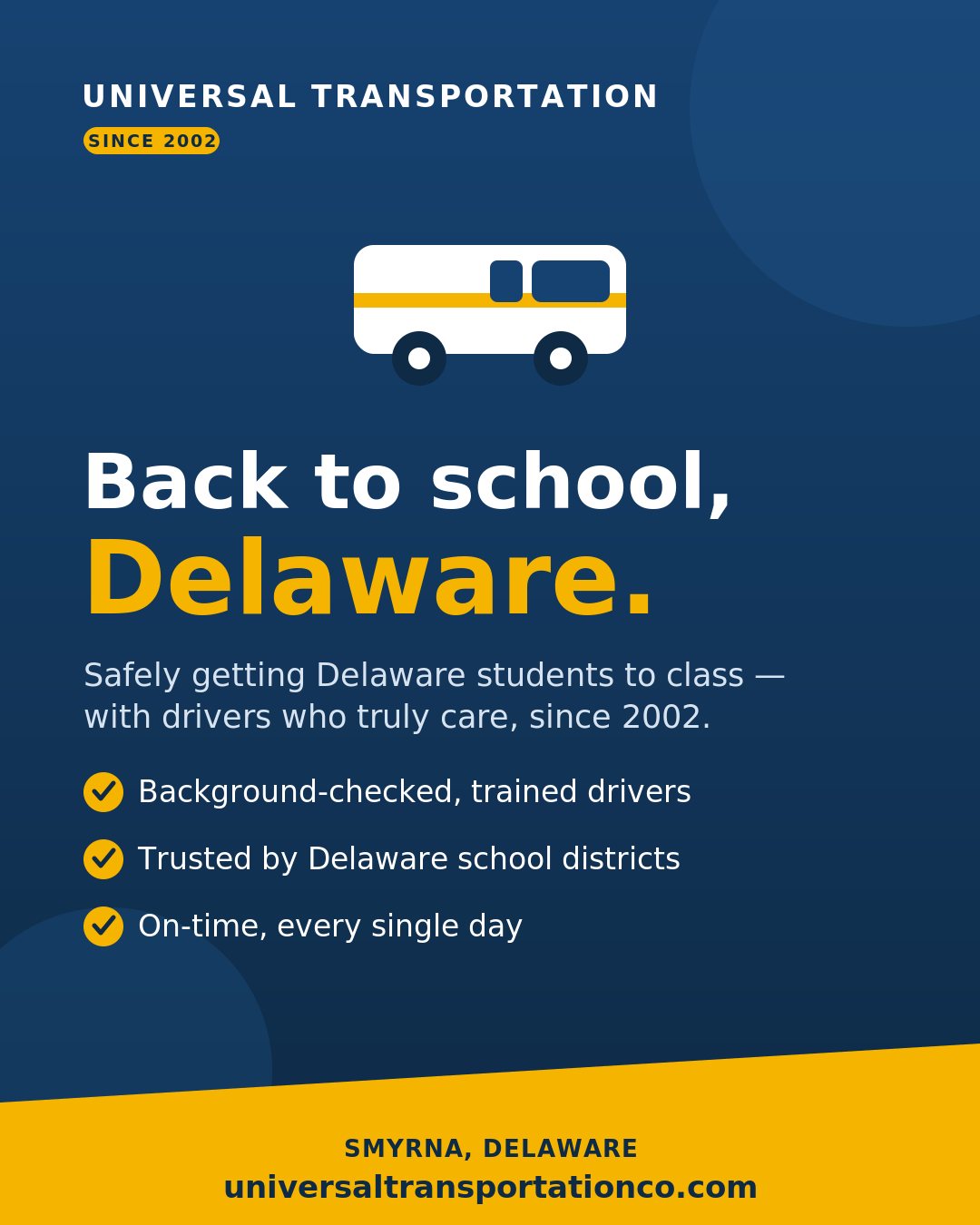 Universal Transportation back to school flyer